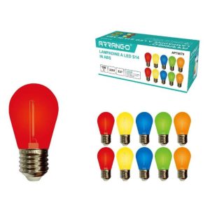 10 LAMPADINE attacco E27 1W Lampada Colorata Goccia Bulbo Globo Sfera LED ABS